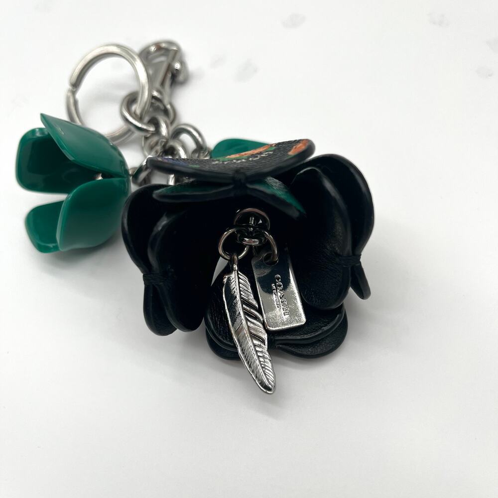 COACH Tea Rose Floral Bag Charm, Rare - Picture 6 of 9